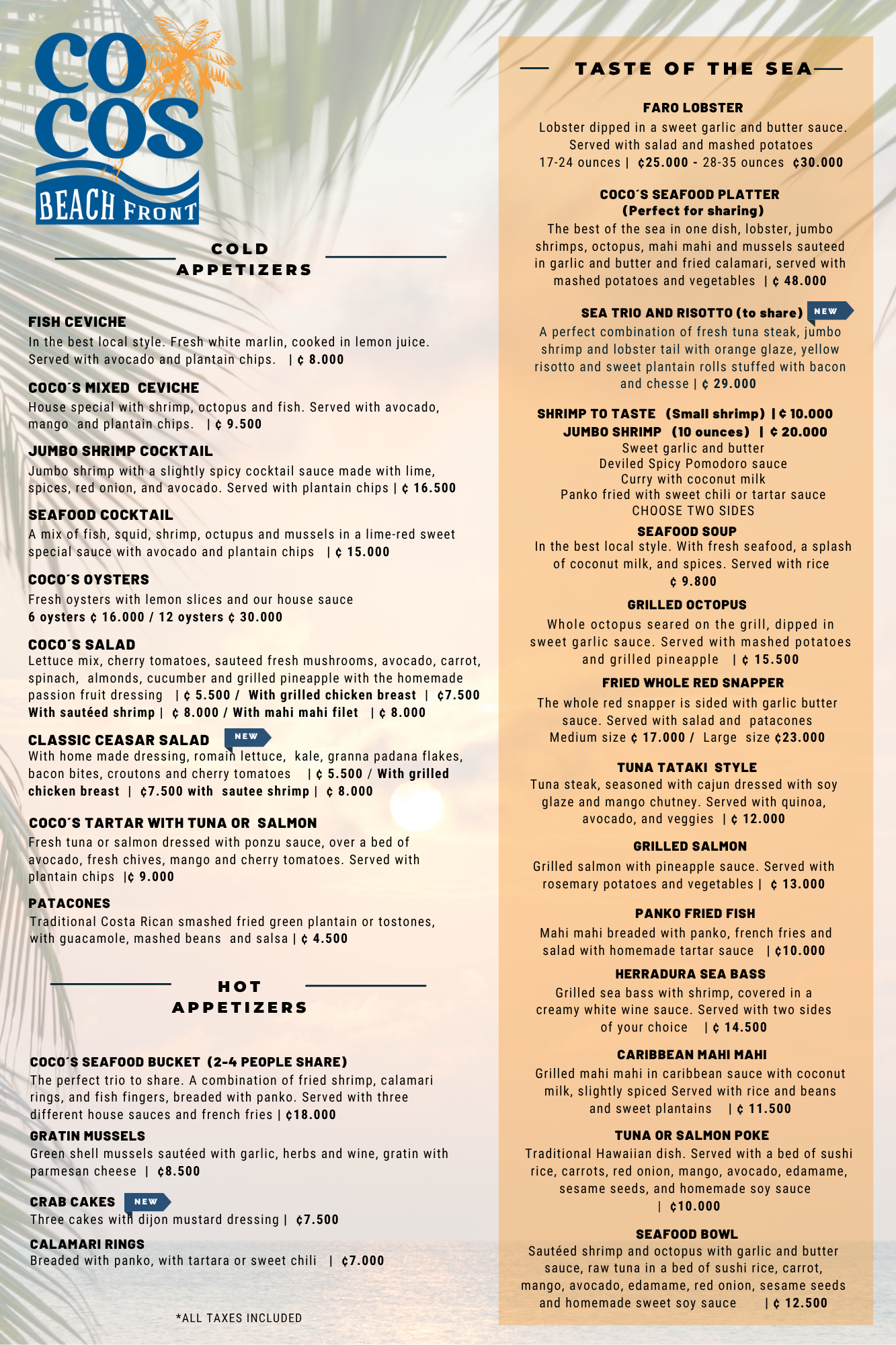 Menú Taste of the Sea