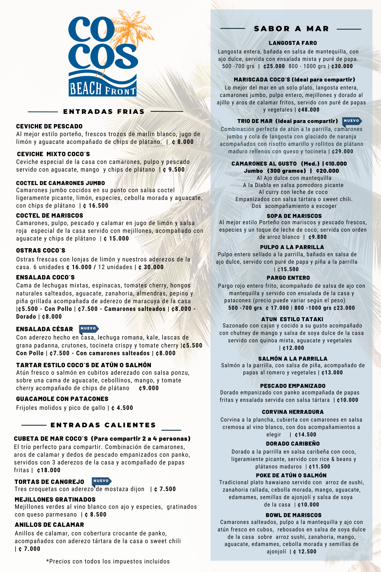 Vista previa del menú